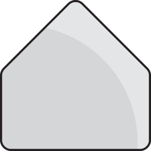 A gray, house-shaped pentagon