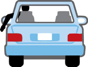 Illustration of a hand sticking out of the driver's side window. The hand is bent downwards at a 90 degree angle.